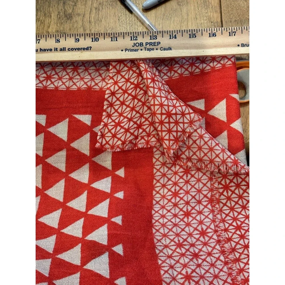 Shiraleah Chicago Tomato red & Cream Triangle  Pattern Rectangular Scarf  34